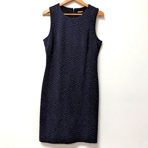 J. McLaughlin Blue & Black Textured Sleeveless Sheath Dress